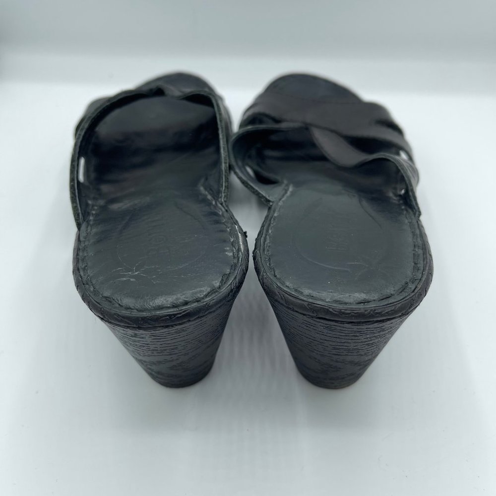 Born Black Wedge Leather Open Toe Sandals - Picture 5 of 6